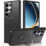 ZORBES® Compatible with Samsung Galaxy Matte Phone Case for Samsung Galaxy S25 Ultra 2 in 1 TPU Bumper Case with Folding Magnetic Ring Grip Phone Stand Support Wireless Charging