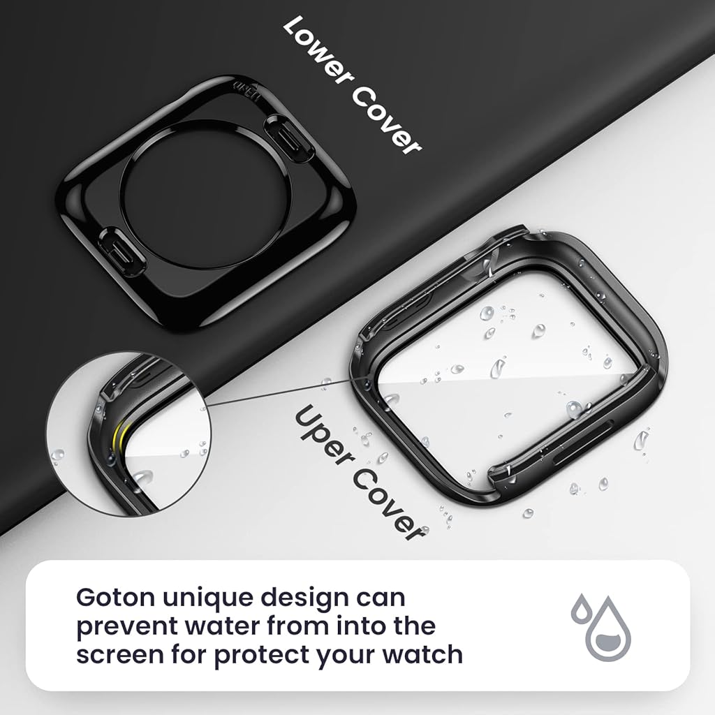 ZORBES® [2 in 1] Waterproof Hard PC Case with Tempered Glass Screen Protector Compatible with Apple Watch Series 7 (45mm, Black)