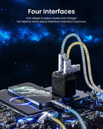 Verilux 4 in 1 Charging Cable with PD 66W Fast Charge and Zinc Alloy Connectors | 1M Color Woven Design