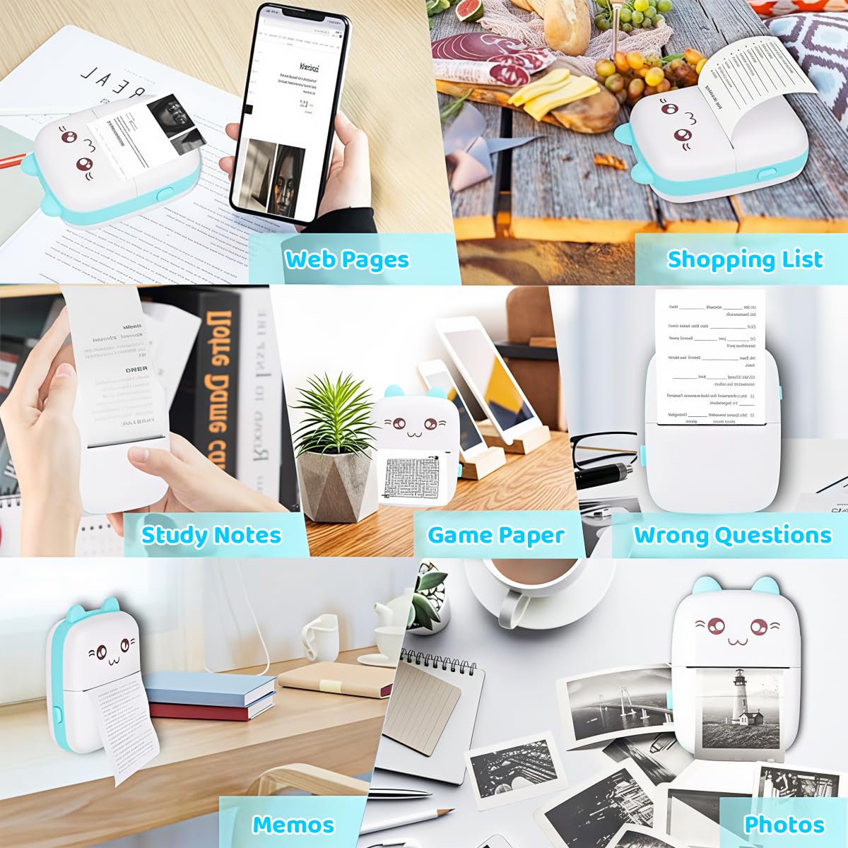 Zeitel® Portable Bluetooth Thermal Printer, Wireless Inkless Mini Printer for Android & iOS
