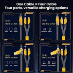Verilux® 4 IN 1 Type C Cable 4Ft, PD 65W C Type Cable Fast Charging, 27W USB C to Light-ning Cable, 480Mbps Data Transfe for i-Phone 16/16 Plus/16 Pro/16 Pro Max/15, Galaxy S24/S23, MacBook, iPad