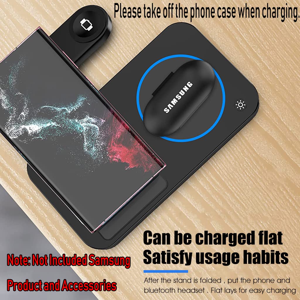 ZORBES® Wireless Charging Station, 3-In-1 Samsung Wireless Charger For Phone, Earbuds, Smartwatch, 18W Fast Charger Stand With Usb Port For Samsung Galaxy Z Flip/Z Fold/S22 Ultra/Note 20 Ultra Watch