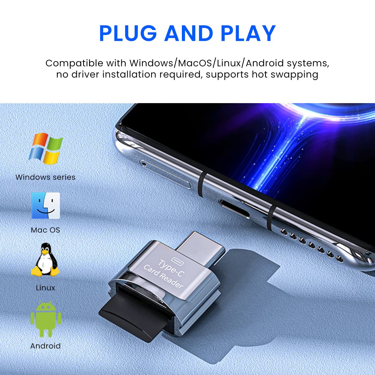 Verilux Micro SD Card Reader for USB C Devices and Laptops with OTG Transfer | 3PCS