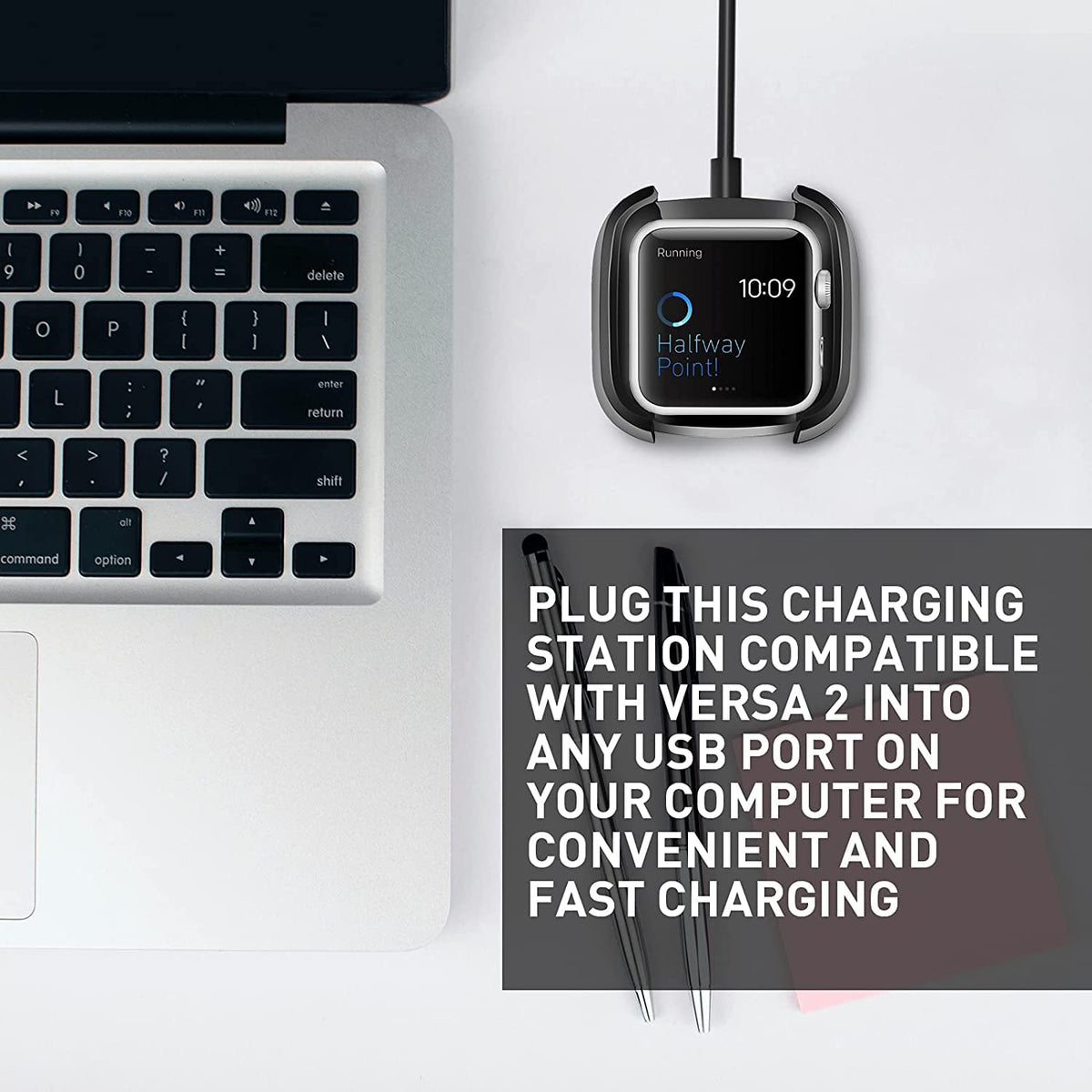 ZORBES® USB Charger for Fitbit Versa 2 Smart Watch Charger Fitbit Versa 2 Charger Charging Dock Stand with USB Cable