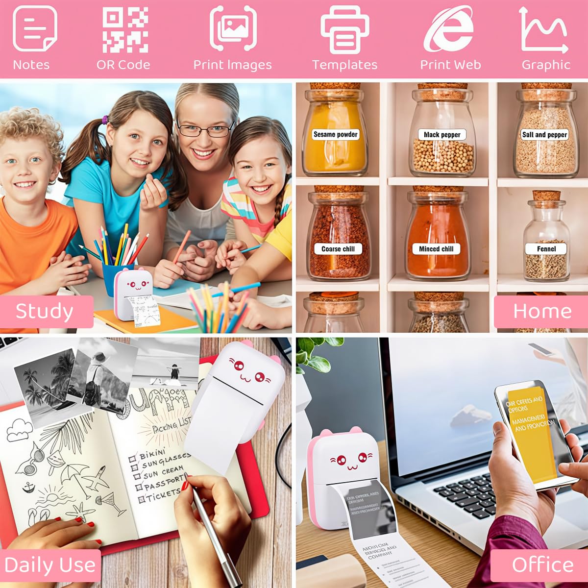 Zeitel® Portable Bluetooth Thermal Printer with Android & iOS System