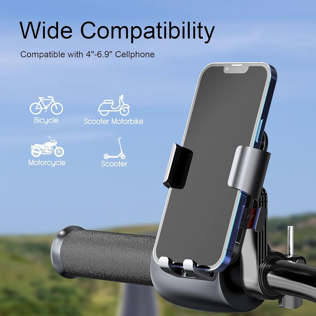 ZORBES® Riding Phone Mount Bike Phone Holder 360 ° Rotatable Bike Phone Mount Anti-Slip 6-Claw Retractable Phone Holder Screw-Fixed Handle Bar Mount Phone Holder for Most Phones