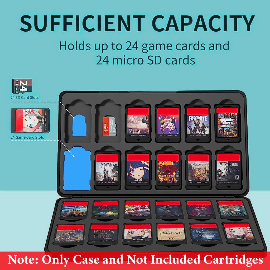 ZORBES® Switch Game Cassette Case for 24 Switch Game Cartridges Portable Cassette Holder for Switch Games, Hard Shell Game Cassette Organizer Case for Switch Games Cartridges (Cartridges Not Included)