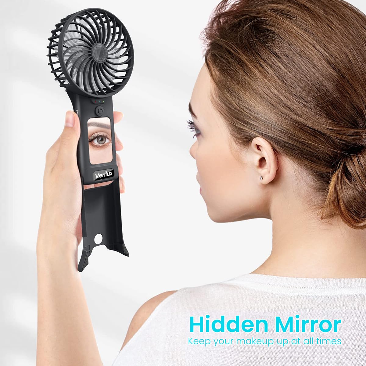 Verilux® Mini Hand Fan for Women (Black)