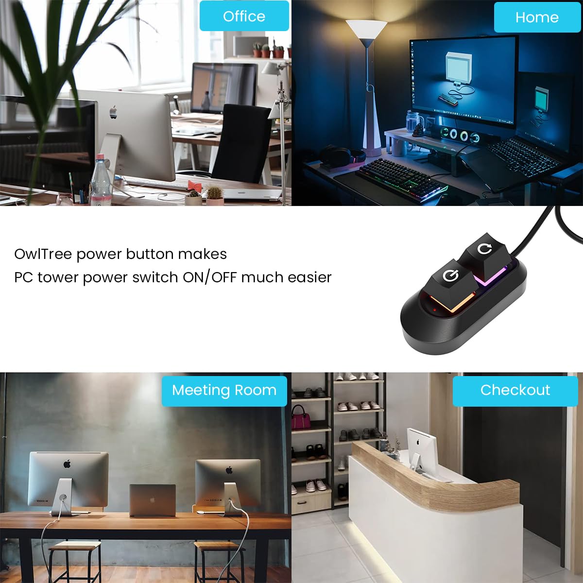 Verilux Desktop Computer Power Switch for PCs with LED Light and Restart Button | 3 pcs