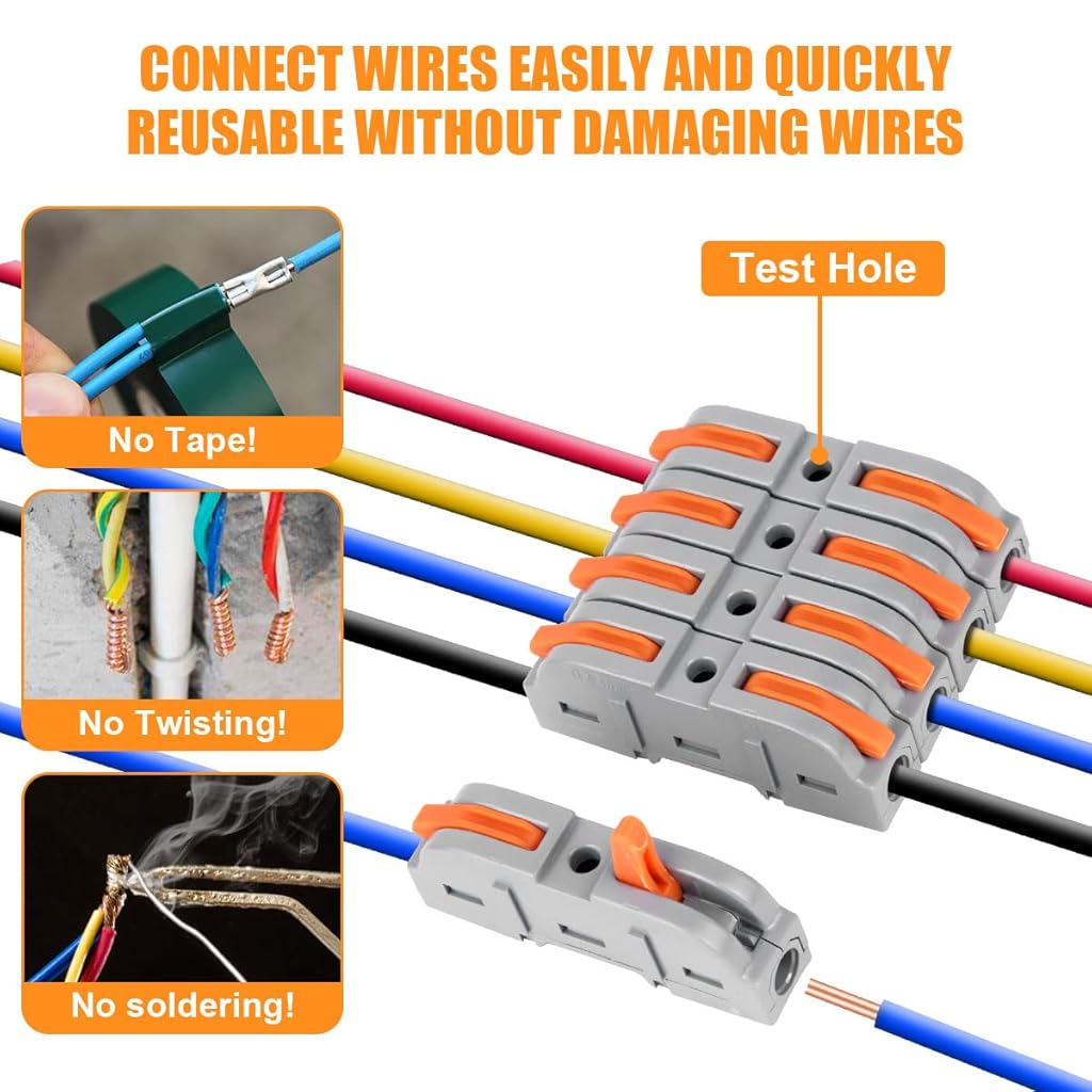 Serplex® 34Pcs Universal Wire Connector Kit, SPL-1 Lever Clamp, 4mm² Quick Connectors, Electrical Inline Splice, Reusable & Shock-Resistant Cable Jointers for Home, Industrial & DIY Applications