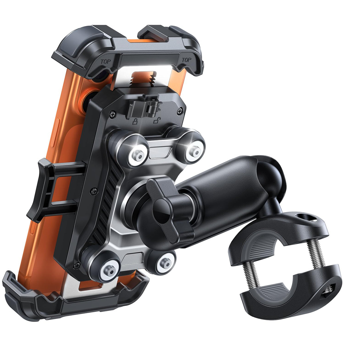 ZORBES® Motorcycle Phone Mount Holder Dual Vibration Dampener 150mph Anti-Shock Phone Holder for Motorcycle [Metal Extension Handlebar Clamp] Bicycle Bike Mount