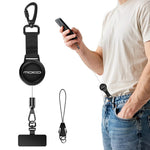 ZORBES® 23.6in Telescopic Phone Holder with Metal Carabiner & Swivel Tether Tab, Steel Wire Extendable Cell Phone Mount Multipurpose Badge Holder ID Card Holder for Backpack, Keyring, Outdoor Use