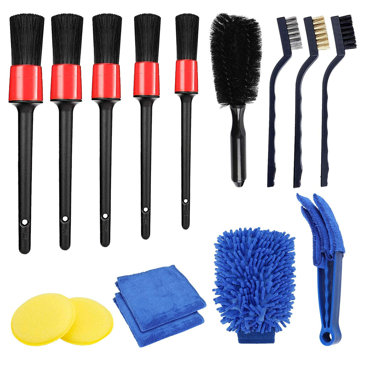 ZORBES® 6 Pcs Auto Detailing Electric Drill Brush Set for Tire, Car Crevice,Bathroom Kitchen Clean Tool Kit with Free Microfiber Towel