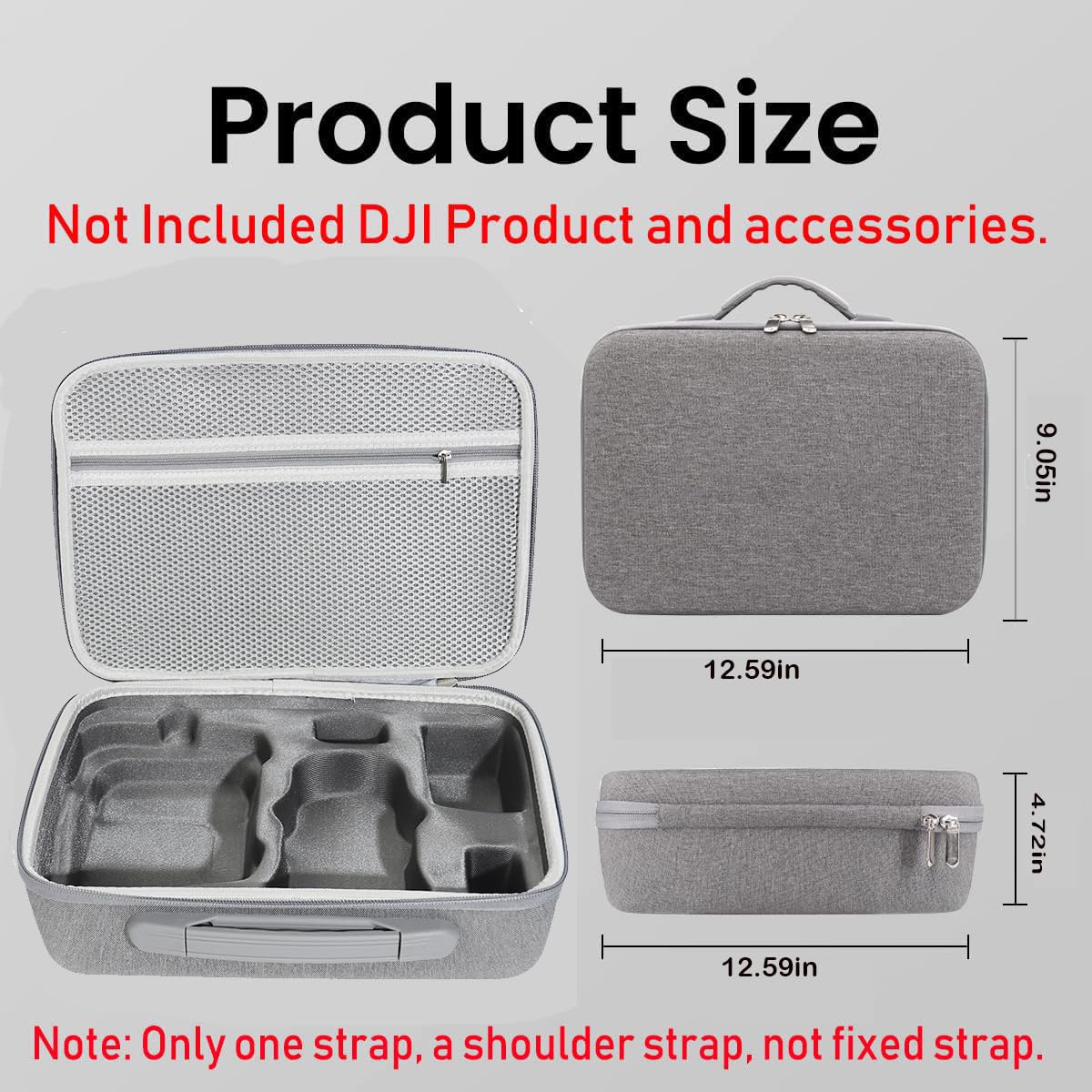 ZORBES® Carrying Case for DJI Mini 3 Pro, Portable Compact Storage Bag Hard Case Set with Strap Storage Travel Case Compatible with DJI Mini 3 Pro Drone Controller (Only Case, Not Include DJI Product)