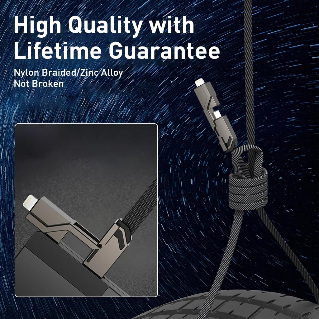 Verilux® USB C Cable for iPhone 15 4 in 1 TYPE C to TYPE C Cable USB C to Light-ning Cable for iPhone PD 60W Fast Charging & Data Sync 4.9ft Nylon Braided Charging Cable for iPhone, Tablets
