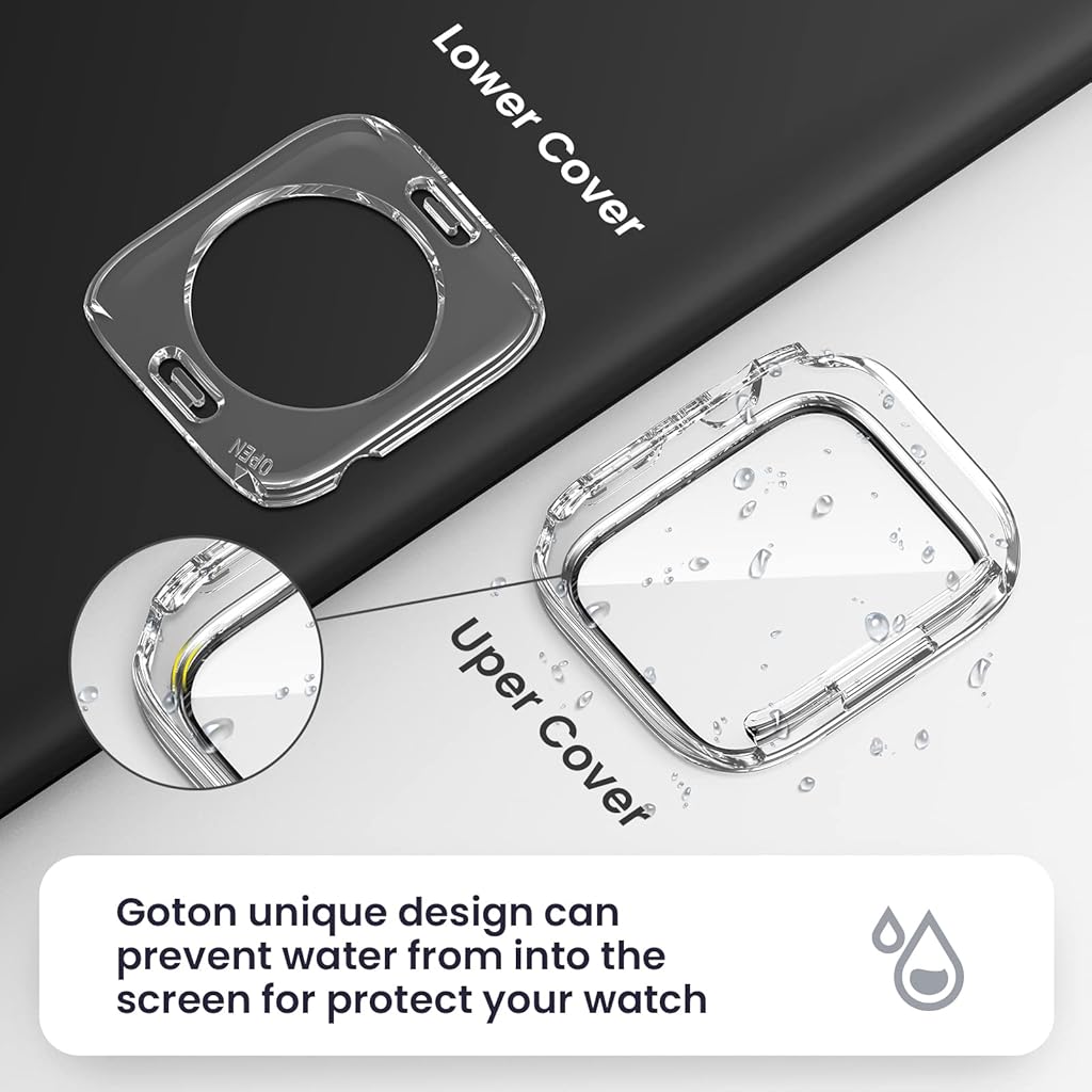 ZORBES® Waterproof Hard Case with Tempered Glass Screen Protector for Apple Watch Series 7 (41mm)-Clear