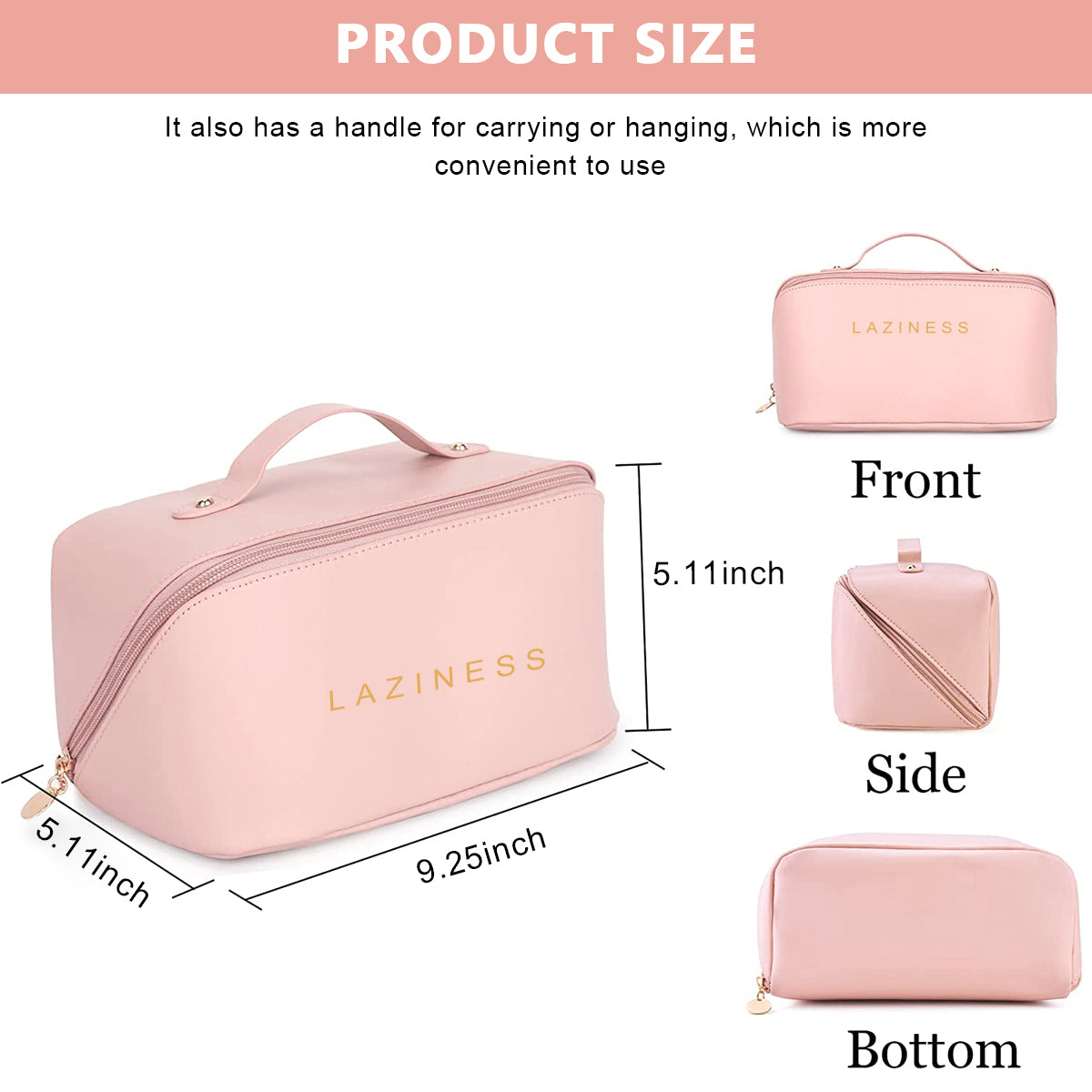 MAYCREATE® Travel Cosmetic Bag, Makeup Bag with Multi Divider & Handle, Hanging Travel Toiletry Bag Cosmetic Makeup Bag Organizer for Women and Girls