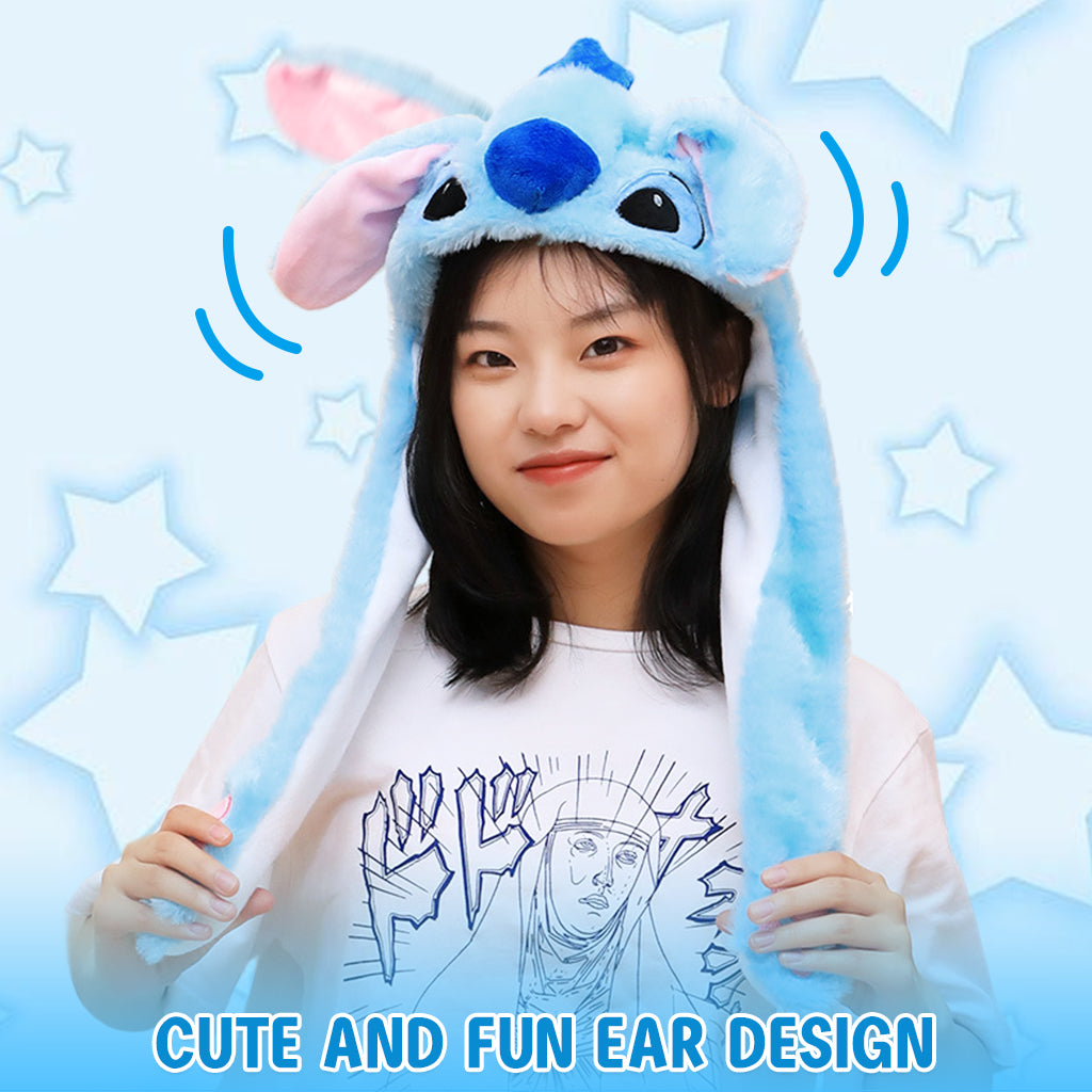 Verilux® Girls Winter Hat Girls Hat Cute Cartoon Stitch Hat Plush Warm Winter Hat Fun Moving Ears Design Soft Fluffy Stitch Hat for Women Girls