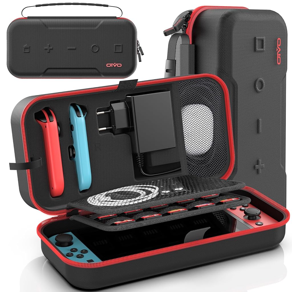 ZORBES® Compatible with Switch Storage Bag Travel Case for Switch/OLED Game Console EVA Waterproof Anti-scratch Travel Bag Accessories Storage Bag for Switch/OLED, with20 Switch Games Slots