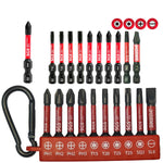Serplex® 10PCS Impact Screwdriver Bits Set, 50mm (2") S2 Alloy Steel High Torque Bits with Keychain Holder and Carabiner, Ph/Torx/Sq/Sl Head for Impact Drivers & Drills-Multicolor