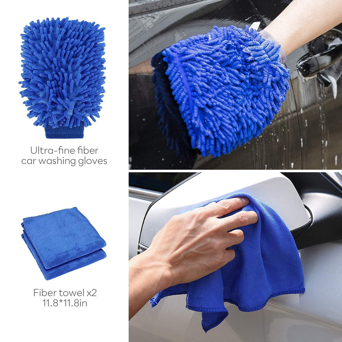 ZORBES® 6 Pcs Auto Detailing Electric Drill Brush Set for Tire, Car Crevice,Bathroom Kitchen Clean Tool Kit with Free Microfiber Towel