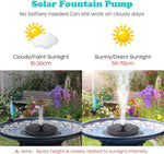 Verilux Solar Fountain Pump for Garden and Pond with 4 Nozzles 7V 1.4W | Floating Black 3PCS