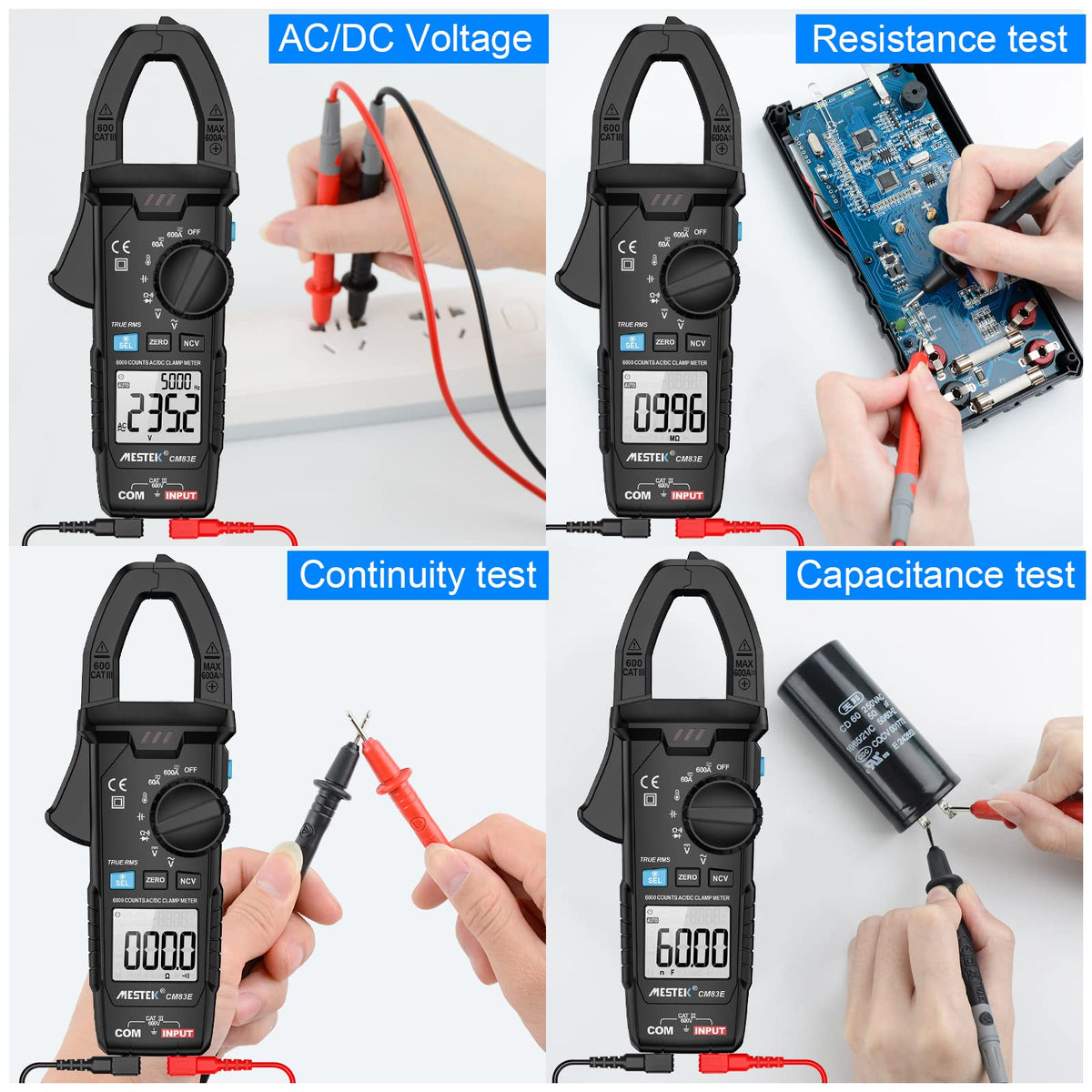 Verilux Multimeter Digital Clamp Meter AC DC Digital Voltmeter Auto-ranging NCV Amp Ohm Volt Meter Measures AC Current, AC/DC Voltage, Capacitance, Resistance, Diodes, Continuity Frequency Electrican Tools