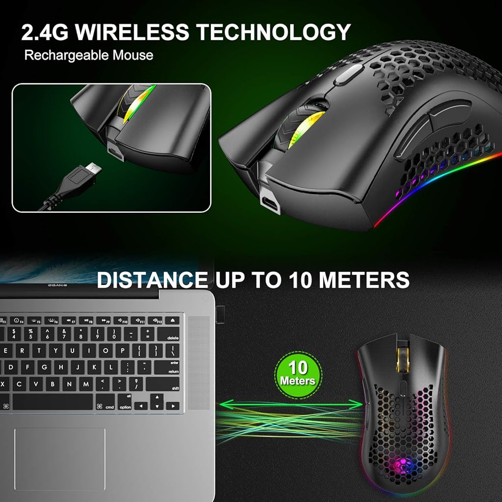 Verilux® Wireless 2.4G Honeycomb Gaming Mouse