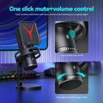 Verilux Gaming USB Microphone for Streaming and Recording with Touch Mute & RGB | 70.9 in Cable
