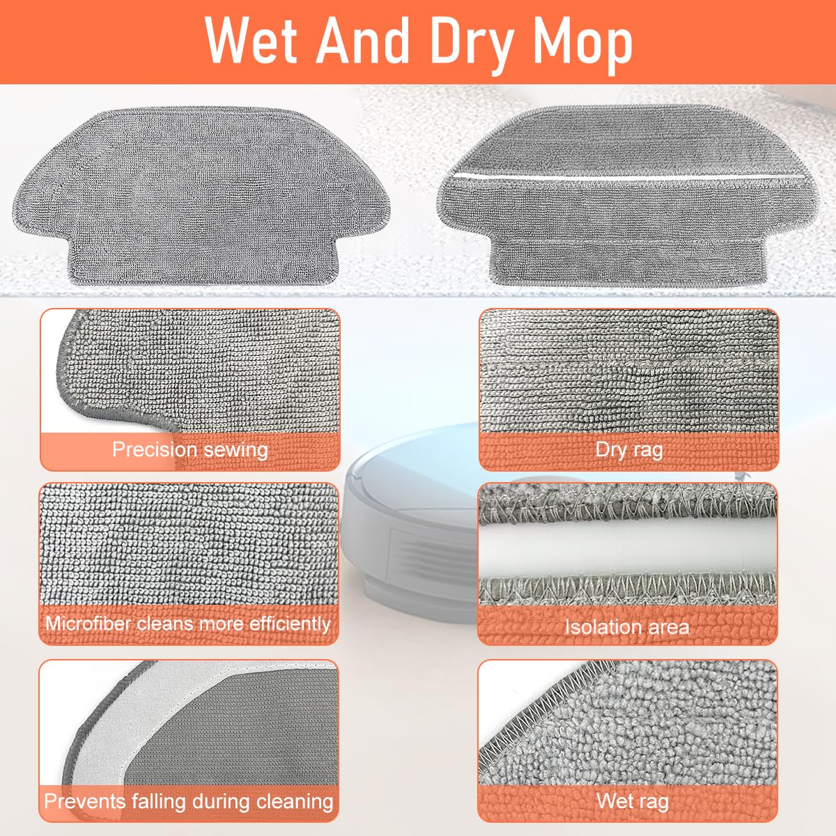 Verilux Sweeping Robot Accessories Set for Vacuum S10 with Main Side Brush Filter and Mop Cloth 3PCS