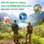 ZORBES® 20x50 High Rate Binocular, Binoculars for Long Distance Compact HD Professional/Daily Waterproof Binoculars Telescope for Kids Adults Bird Watching Travel Hunting Football Games Stargazing