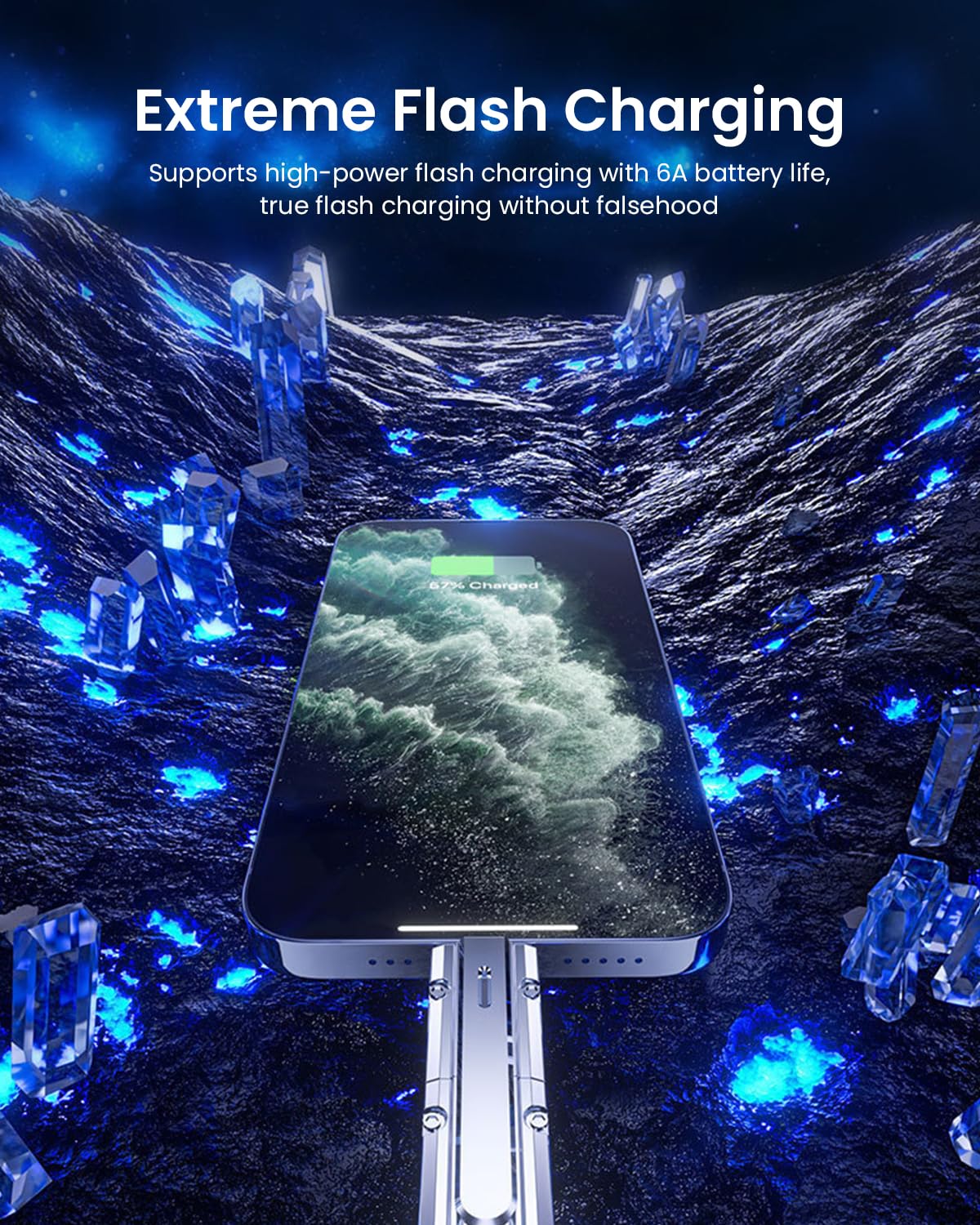 Verilux 4 in 1 Charging Cable with PD 66W Fast Charge and Zinc Alloy Connectors | 1M Color Woven Design
