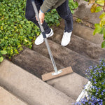 Serplex® Stainless Steel Wire Scrub Brush with Long Handle for Deck, Concrete, Patio Floor Cleaning 59'' Heavy Duty Stiff Metal Bristle Scrubber Broom Floor Scrub Brush for Outdoor Moss Removal
