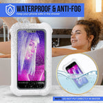 ZORBES® Aramid Shower Phone Holder Waterproof,Anti-Fog Universal Phone Stand Case With Hd Touch Screen&480° Rotation Design,Bathroom Wall Mount Pouch For Iphone 14 13 12 11 ProMax Xs Xr,White
