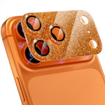ZORBES® Compatible for iPhone 17 pro max Camera Lens Protector, Not Easy to Break & Strong Adsorption Bling Metal Tempered Glass Rear Camera Cover with 9H Tempered Glass Lens Screen Protector, Orange