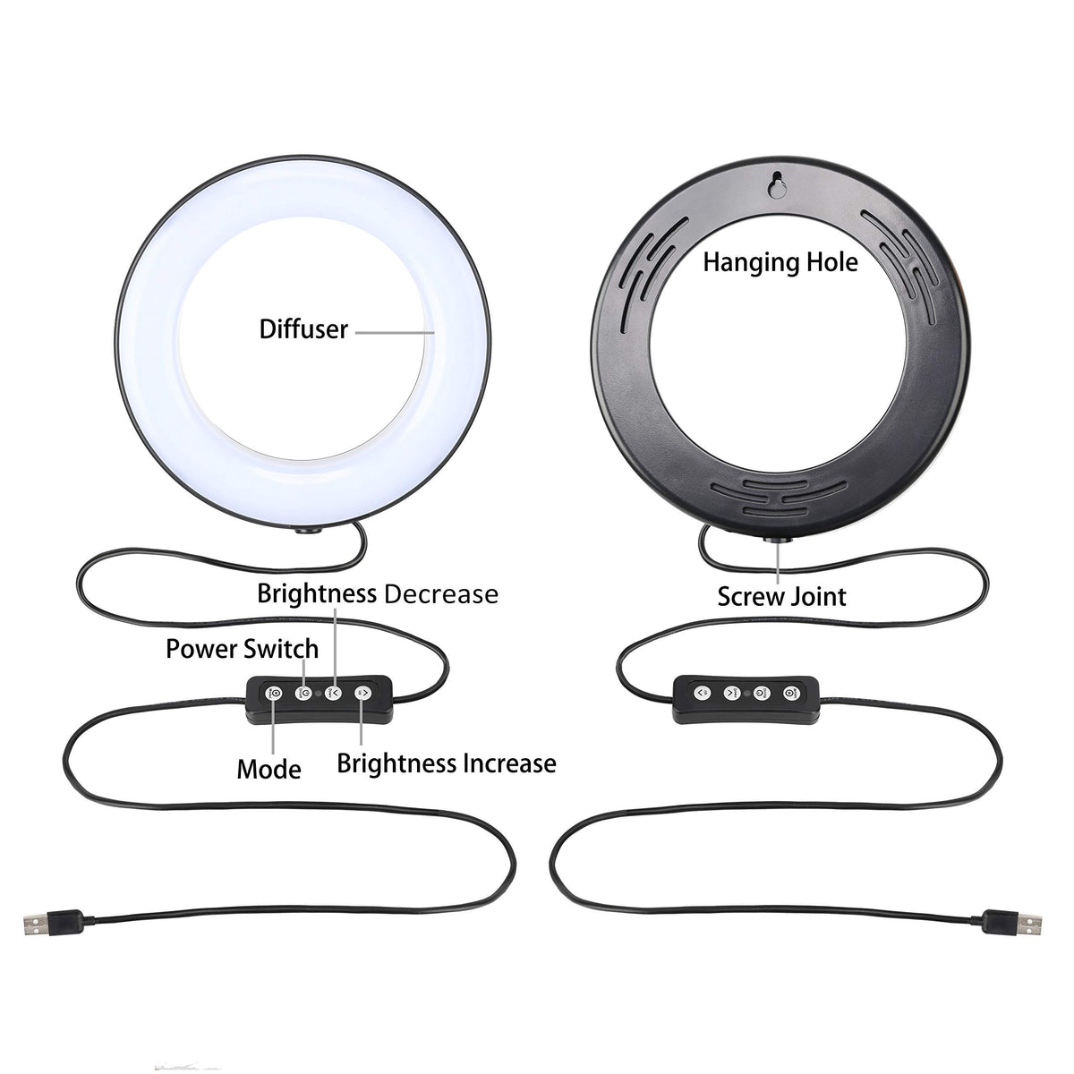 Verilux Selfie Ring Light for Makeup and Video with 6 in Dimmable Light & Mini Tripod | Bluetooth Remote