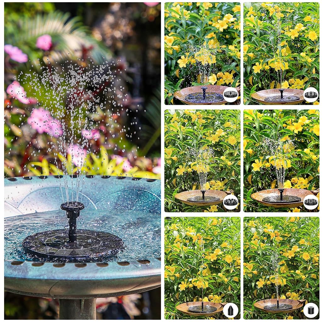 Verilux Solar Fountain for Garden Pond with 6 Nozzles and 7V Solar Panel | Easy Assembly