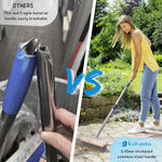 Serplex® Stainless Steel Wire Scrub Brush with Long Handle for Deck, Concrete, Patio Floor Cleaning 59'' Heavy Duty Stiff Metal Bristle Scrubber Broom Floor Scrub Brush for Outdoor Moss Removal