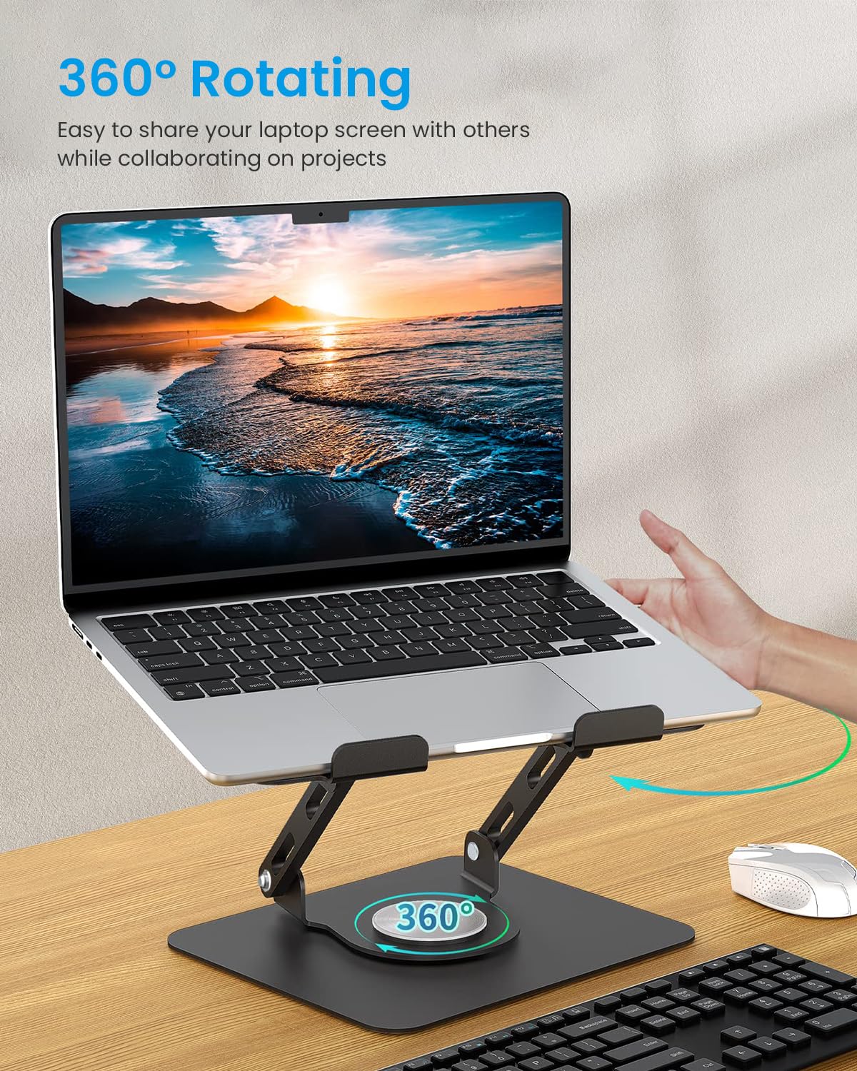 ZORBES® Laptop Stand Laptop Riser Foldable 360 ° Adjustable Laptop Holder for 11-17.3" Anti-Slip Rotatable Laptop Stand for MacBook Pro/Air