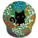 ZORBES® Ergonomic Mouse Pad with Wrist Support, Black Cat Floral Memory Foam Wrist Rest Mouse Pad, Non-Slip Base Smooth Surface Desk Mat for Office, Gaming & Home Workspace