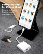ZORBES® SD Card Reader for iPad, Lightening& USB-C Dual Connector Memory SD Card Adapter