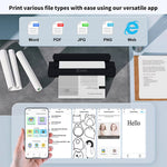 Zeitel® Wireless Bluetooth Printer A4 Size, Mini Portable Thermal Printer with 50 Sheet A4 Thermal Papers & 1 Roll of Printer Paper, 200DPI Inkless for Android & iOS