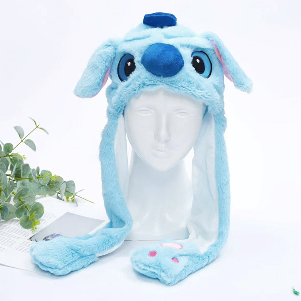 Verilux® Girls Winter Hat Girls Hat Cute Cartoon Stitch Hat Plush Warm Winter Hat Fun Moving Ears Design Soft Fluffy Stitch Hat for Women Girls
