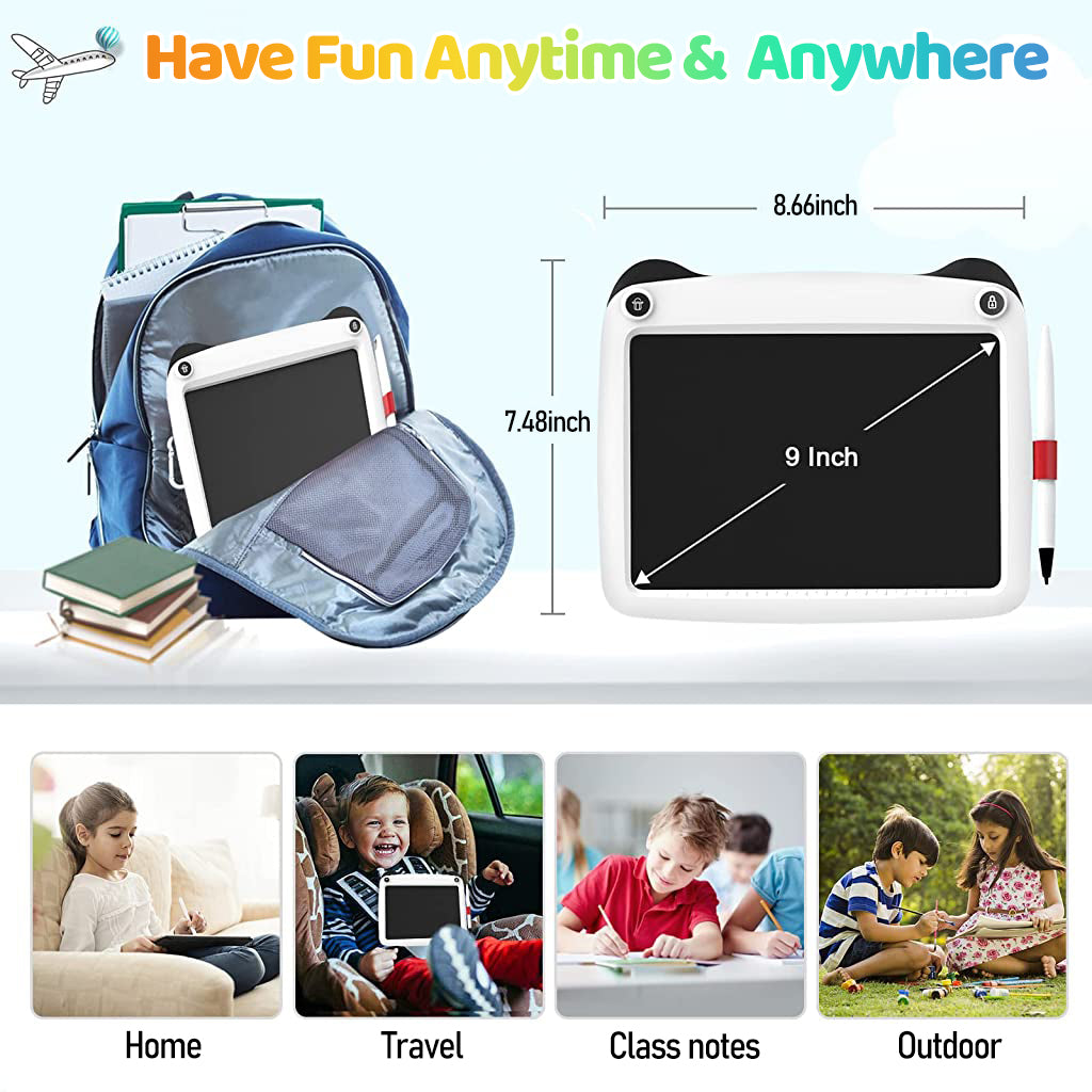 ZORBES® Drawing Pad for Kids 9'' Writing Board with Stylus Pen Writing Tablet for Kids 3-8 Years Old Erasable Drawing Pad Travel Portable Drawing Pad Birthday Gift Children's Day Gift for Kids