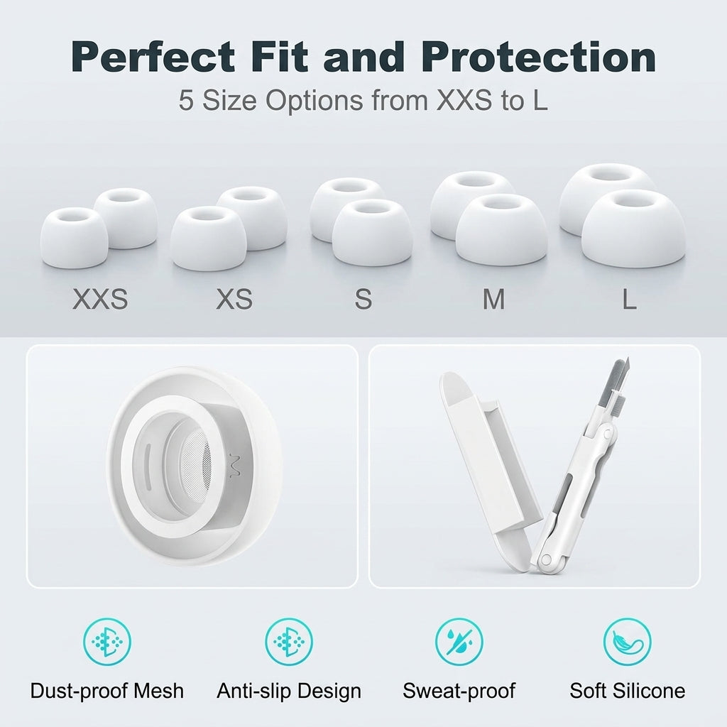 ZORBES® 5 Pairs Silicone Ear Tips for AirPods Pro 3 with Cleaning Pen
