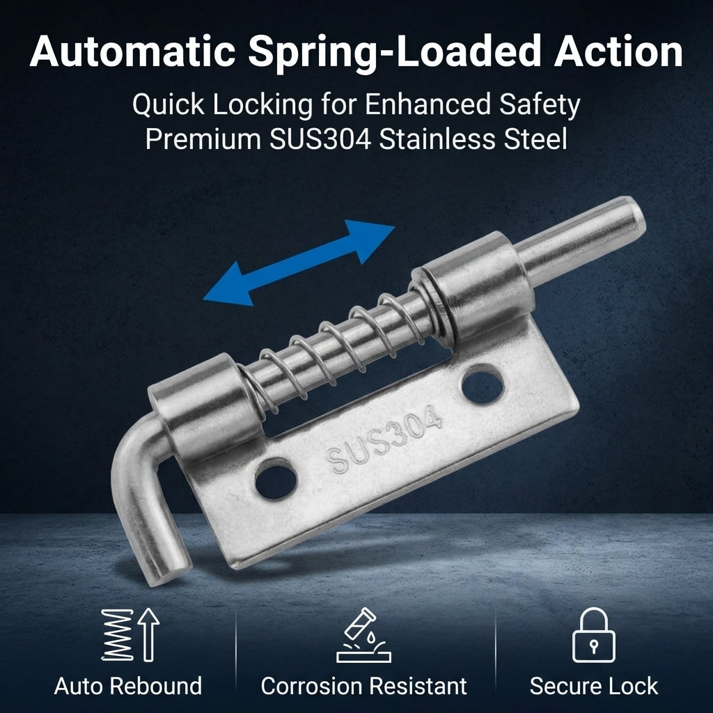 Serplex® 4Pcs Spring Loaded Barrel Bolt Latches Stainless Steel