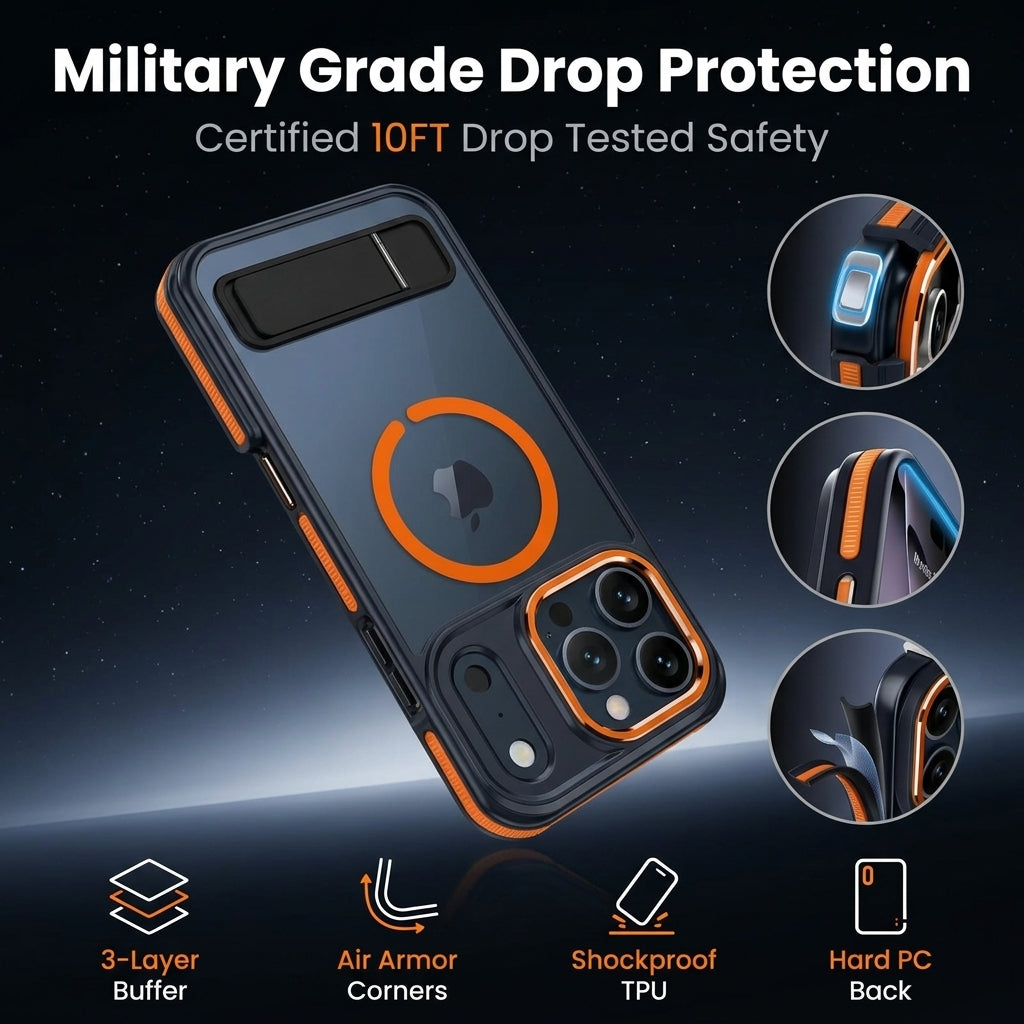 ZORBES® Case for iPhone 17 Pro Max with Stand and Magnetic Charge