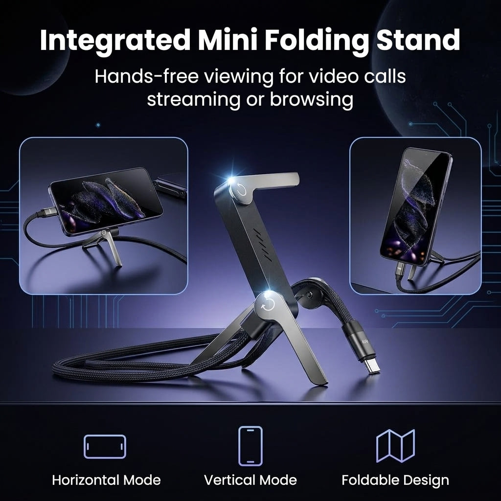 Verilux® PD 65W USB to Type C Right Angle Cable with Phone Stand