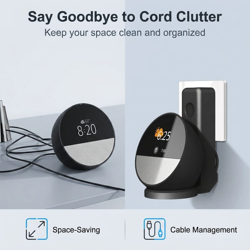 ZORBES® Outlet Wall Mount Holder for Echo Spot Smart Alarm Clock