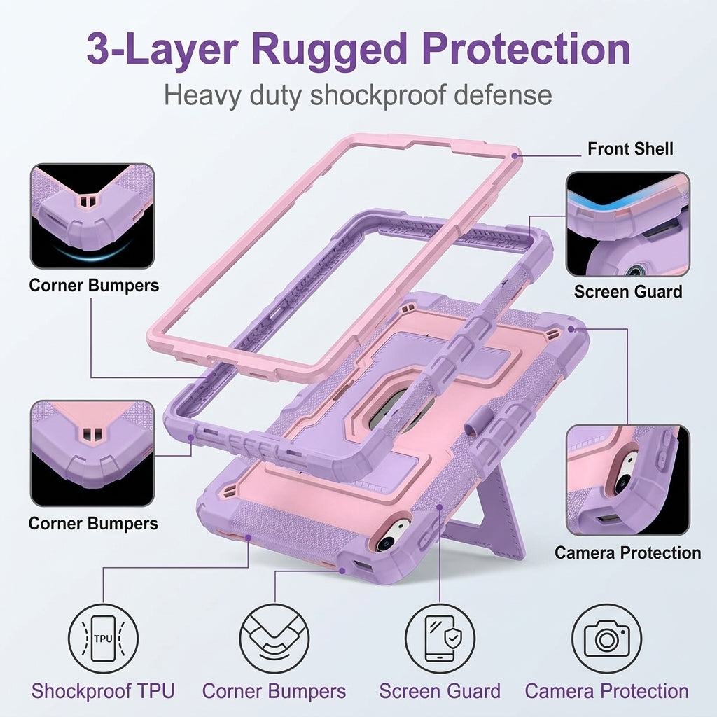 ZORBES® Case for iPad 11th 10th Gen 10.9'' with Strap and Stand